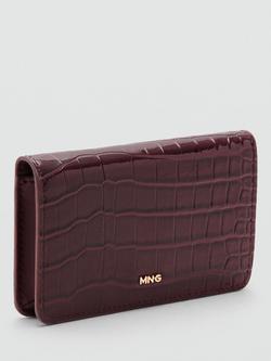 Mango Croc Embossed Purse - view 2, Bordeaux