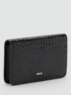 Mango Croc Embossed Purse - view 2, Black