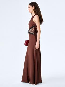 OMNES Andrea Lace Trim Maxi Dress, Chocolate/Black - view 2, Chocolate/Black