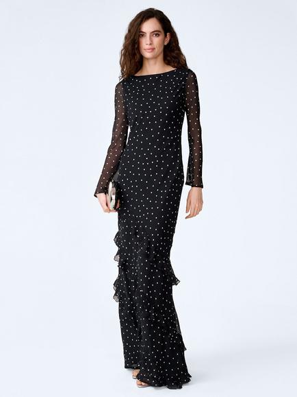 OMNES Bridie Polka Dot Maxi Dress, Black Polka Dot, Black Polka Dot