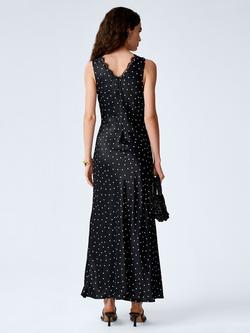 OMNES Jennifer Polka Dot Slip Dress, Black Polka Dot - view 2, Black Polka Dot