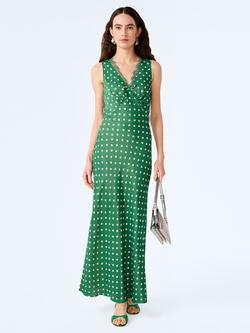OMNES Jennifer Satin Starburst Print Slip Dress, Green, Green