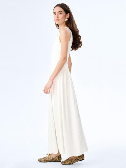 OMNES Margate Drop Waist Pure Linen Dress, White - view 2, White