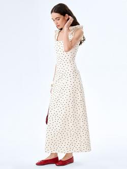 OMNES Morgane Polka Dot Midi Dress, White Polka Dot - view 2, White Polka Dot