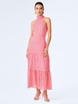 OMNES Romeo Halterneck Tiered Dress, Pink/Red, Pink/Red
