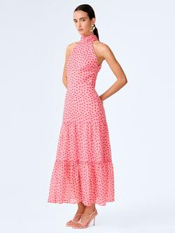 OMNES Romeo Halterneck Tiered Dress, Pink/Red - view 2, Pink/Red