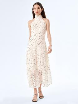 OMNES Romeo Polka Dot Chiffon Dress, White/Black, White/Black