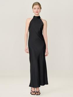 OMNES Seychelle Open Back Satin Maxi Dress, Black