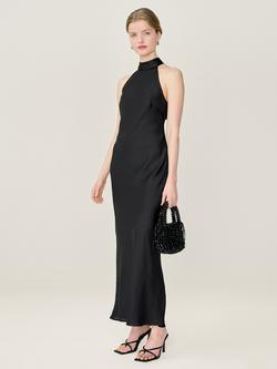 OMNES Seychelle Open Back Satin Maxi Dress - view 2, Black