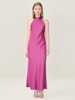 OMNES Seychelle Open Back Satin Maxi Dress, Magenta