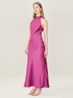 OMNES Seychelle Open Back Satin Maxi Dress - view 2, Magenta