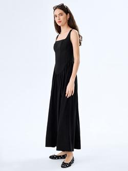 OMNES Suri Corset Bodice Midi Dress, Chocolate - view 2, Black