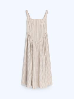 OMNES Suri Pinstripe Midi Dress, Cream/Black Stripe, Cream/Black Stripe