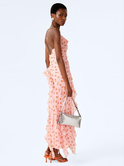 OMNES Thora Abstract Ditsy Floral Dress, Pink Multi - view 2, Pink Multi