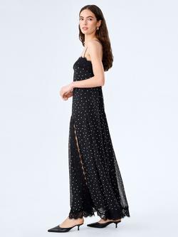 OMNES Thea Sleeveless Polka Dot Maxi Dress, Black - view 2, Black