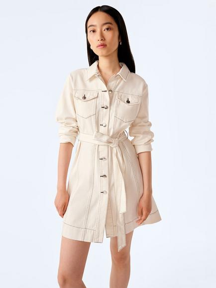 OMNES Vera Denim Shirt Dress, Ecru