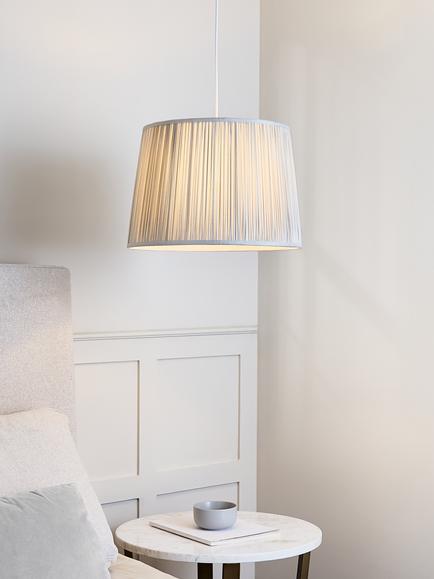 John Lewis Lymington Pleated Silk Tapered Lampshade - view 2, Cool Grey
