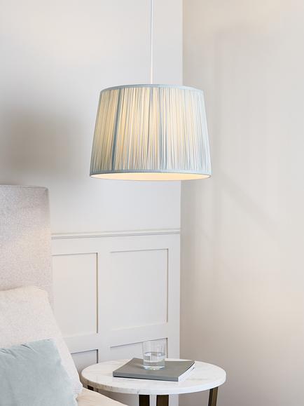 John Lewis Lymington Pleated Silk Tapered Lampshade - view 2, Ice Blue
