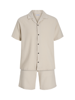 Jack & Jones Kids' Global Waffle Shirt and Shorts Set, Moonbeam, Moonbeam
