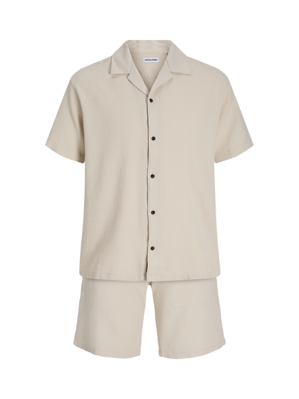 Jack & Jones Kids' Global Waffle Shirt and Shorts Set, Moonbeam, Moonbeam