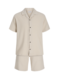 Jack & Jones Kids' Global Waffle Shirt and Shorts Set, Moonbeam - view 2, Moonbeam