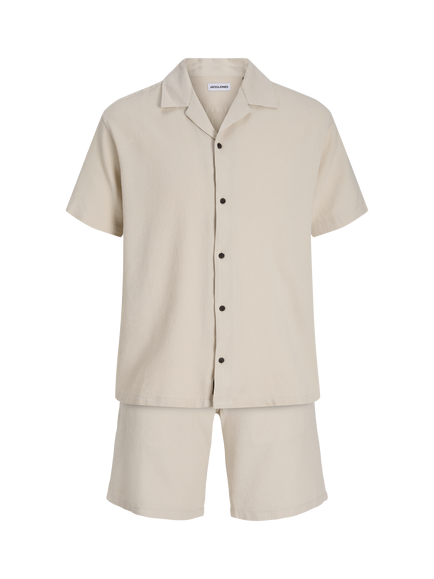 Jack & Jones Kids' Global Waffle Shirt and Shorts Set, Moonbeam - view 2, Moonbeam