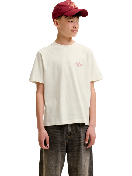 Jack & Jones Kids' Jorsan Short Sleeve Back Print T-Shirt, Antique White, Antique White