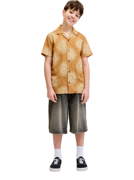 Jack & Jones Kids' Graphic Resort Shirt, Amber Brown, Amber Brown