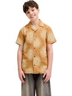 Jack & Jones Kids' Graphic Resort Shirt, Amber Brown - view 2, Amber Brown