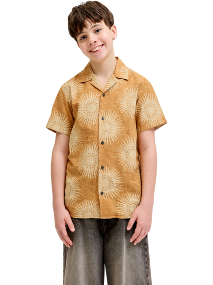 Jack & Jones Kids' Graphic Resort Shirt, Amber Brown - view 2, Amber Brown