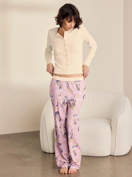 Chelsea Peers Organic Cotton Giraffe Cloudhopper Print Long Pyjamas, Pink, Pink