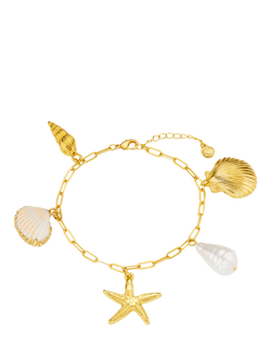 Orelia Eclectic Seaside Charm Bracelet, Gold/White, Gold/White
