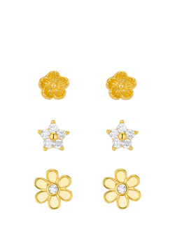 Orelia Mixed Floral Stud Ear Stacking Set, Pack of 6, Crystal, Crystal