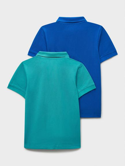 Crew Clothing Kids' Classic Cotton Piqué Polo Shirts, Pack of 2, Teal Blue - view 2, Teal Blue