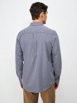 Crew Clothing Cotton Gingham Shirt, Mid Blue - view 2, Mid Blue