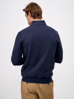 Crew Clothing Half Zip Cotton Blend Sweatshirt - view 2, Navy Blue