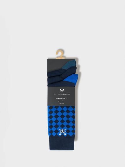 Crew Clothing Diamond Crew Socks, Pack of 3, Navy Blue - view 2, Navy Blue