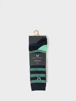 Crew Clothing Stripe & Colour Block Crew Socks, Pack of 3, Navy Blue - view 2, Navy Blue