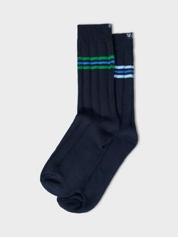 Crew Clothing Stripe Rugby Socks, Pack of 2, Navy Blue, Navy Blue