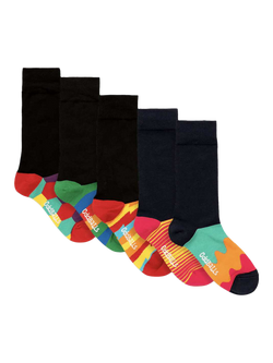 OddBalls Cotton Rich Socks, Pack of 5, Black/Multi, Black/Multi