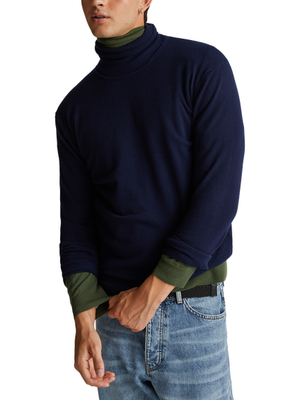 Benetton Wool Turtle Neck Jumper, Night Blue, Night Blue