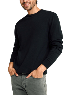 Benetton Cotton Crew Neck Jumper, Black, Black