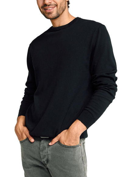 Benetton Cotton Crew Neck Jumper, Black, Black