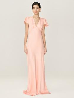 OMNES Fai V-Neck Satin Maxi Dress, Peach