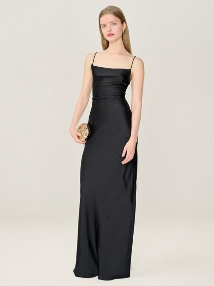 OMNES Ginny Sleeveless Satin Maxi Dress - view 2, Black