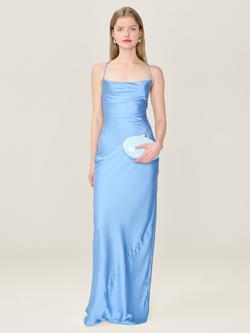 OMNES Ginny Lace Back Satin Maxi Dress, Powder Blue