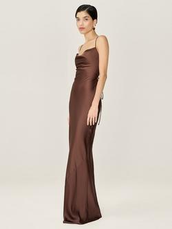 OMNES Ginny Lace Back Satin Maxi Dress - view 2, Chocolate