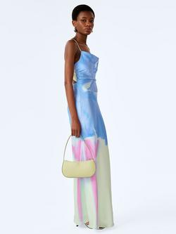 OMNES Ginny Satin Glitched Floral Placement Maxi Dress, Multi - view 2, Multi