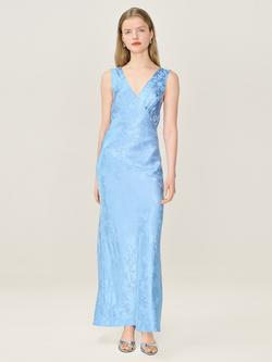 OMNES Iris Jacquard Slip Maxi Dress, Powder Blue