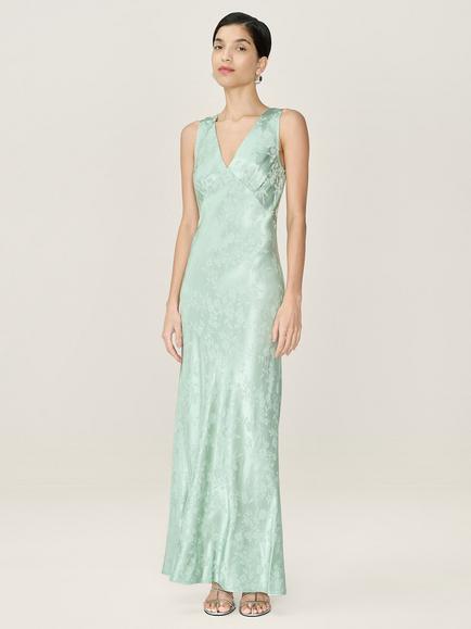 OMNES Iris Jacquard Slip Maxi Dress, Sage